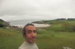 Selfie em dia de muita chuva na trilha entre a Guarda do Embaú e a praia da Pinheira, litoral sul de Santa Catarina